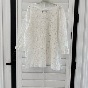 White Eyelet Swim Cover-Up‎